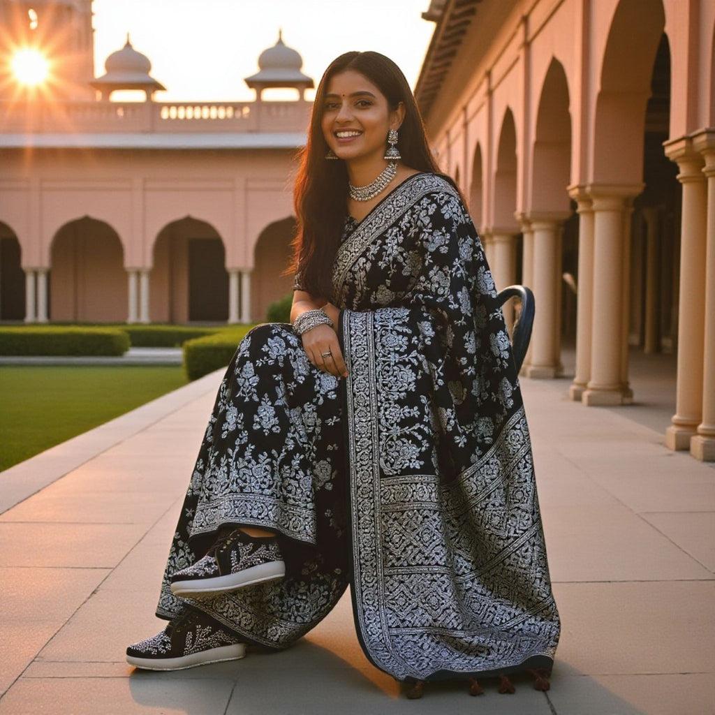 Black embroidery sneakers