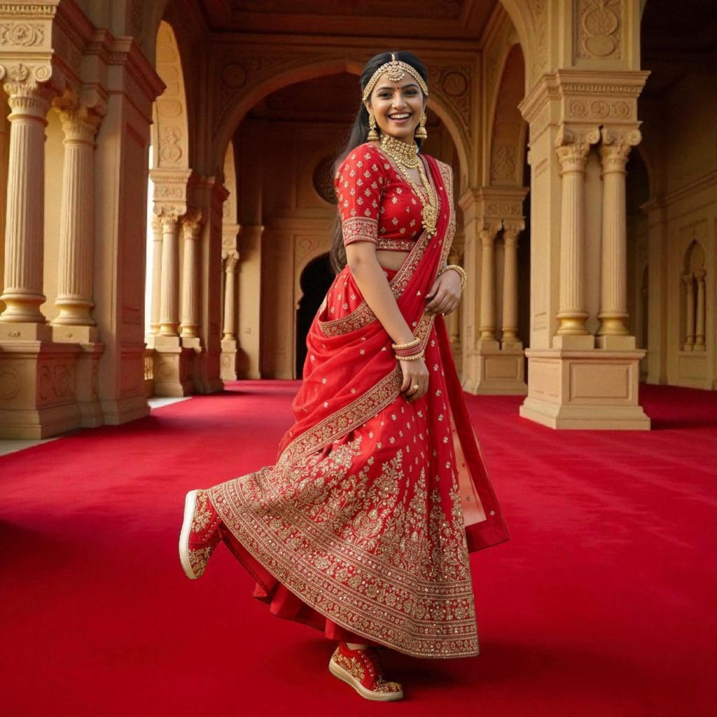 The Royal Rubies : Red and gold embroidery sneakers